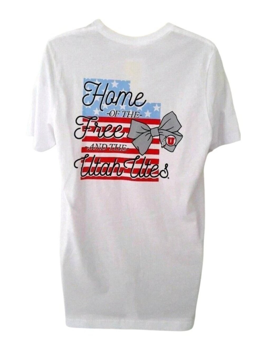 Utah Utes T Shirt Size Large Home of the Free Front Back Logos USA July 4th